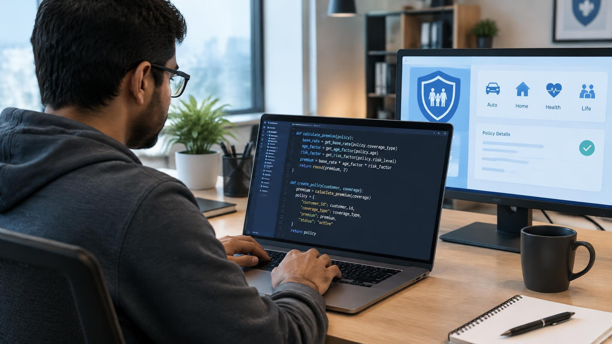 developer writing insurance code